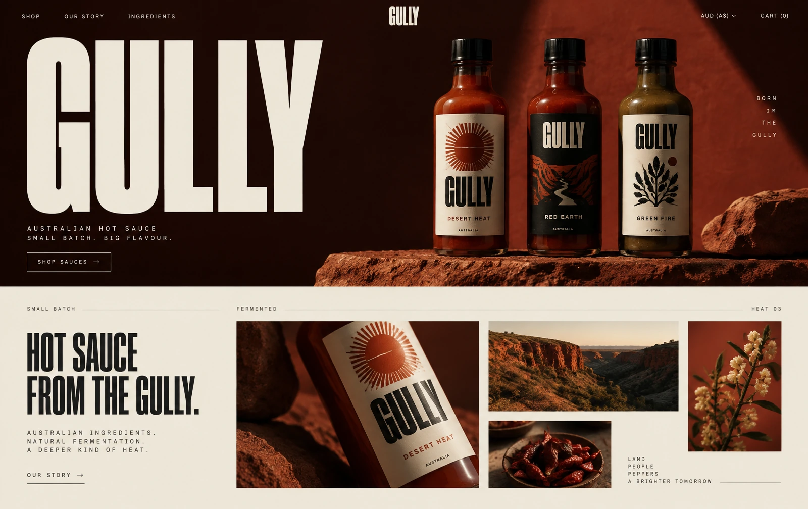 Gully Hot Sauce website homepage